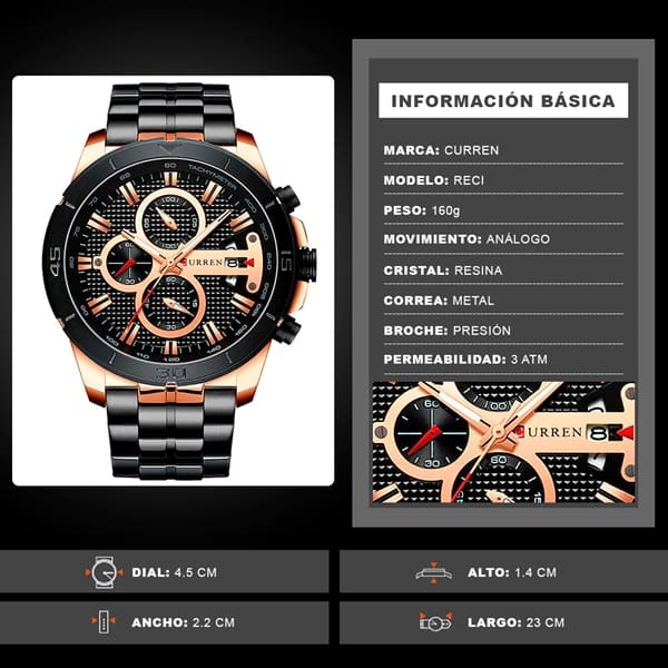 RELOJ CRONOGRAFO CURREN 8337 METALICO