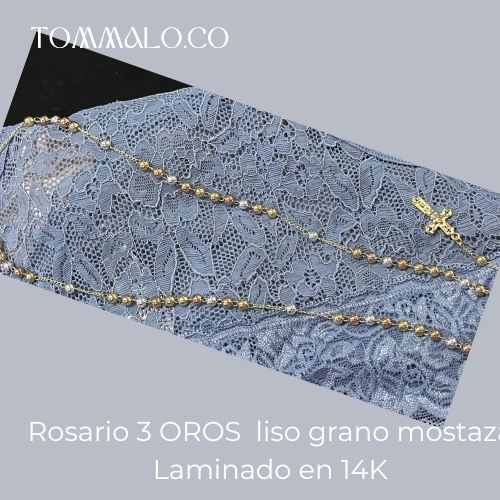 ROSARIO LISO EN 3 TONOS MUJER GRANO MOSTAZA 24"